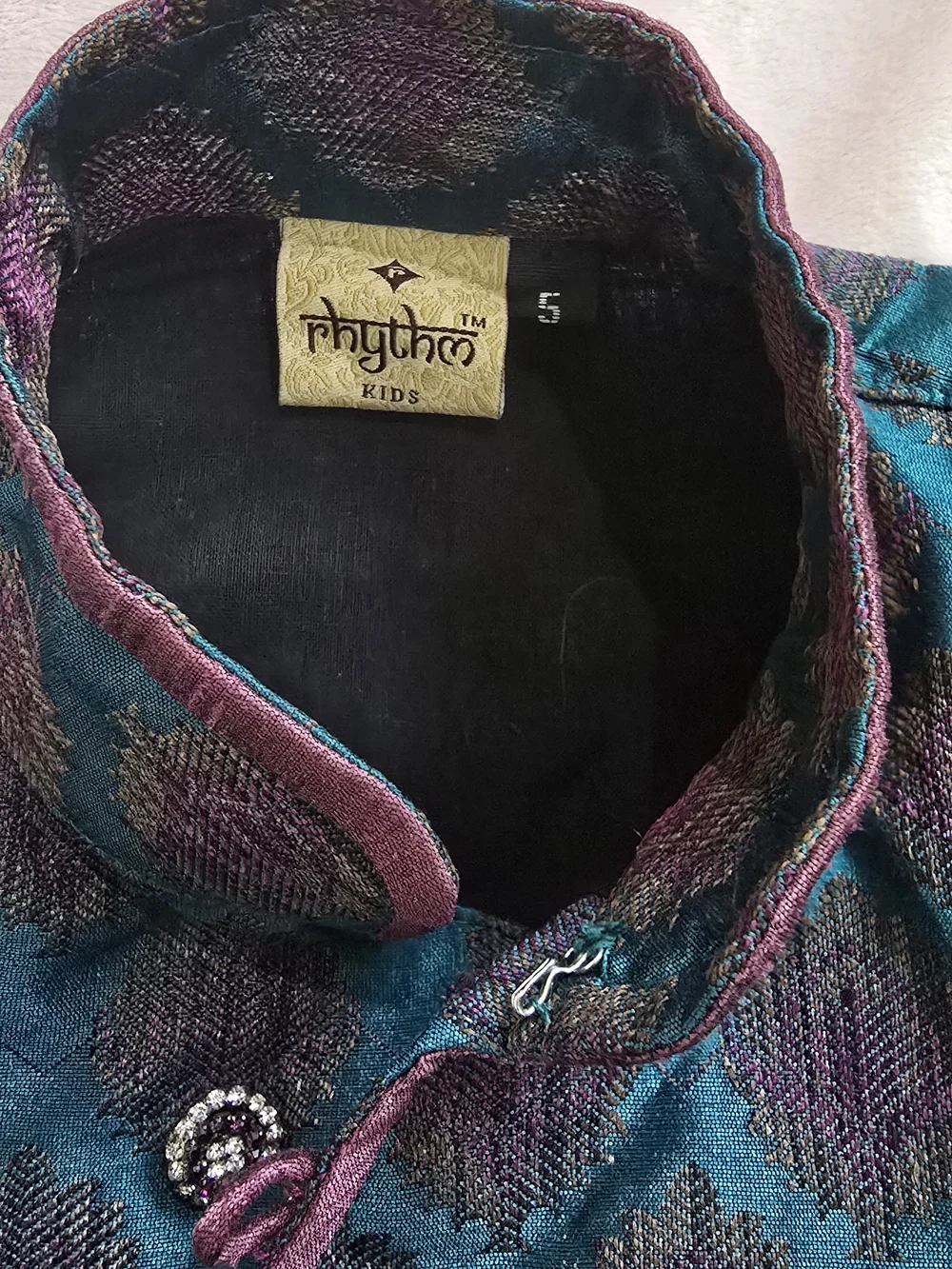 New - Boys Indian Outfit Teal & Plum Pattern